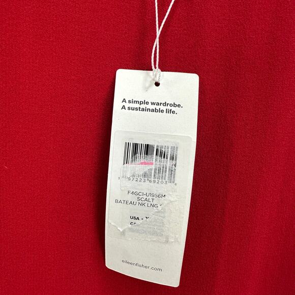 Eileen Fisher Silk Georgette Tunic Top Sleeveless Minimalist Scalt Red XXS NWT - Picture 4 of 9